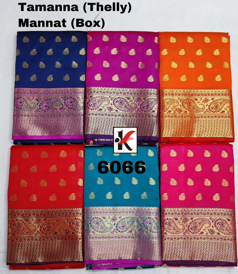 Tamanna 6066 Latest Fancy Designer Casual Wear Printed With Border Silk Saree Collection